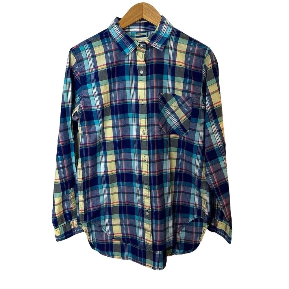 Denim & Supply RL Boyfriend Shirt Madras Plaid Button Front Womens Size M Pocket